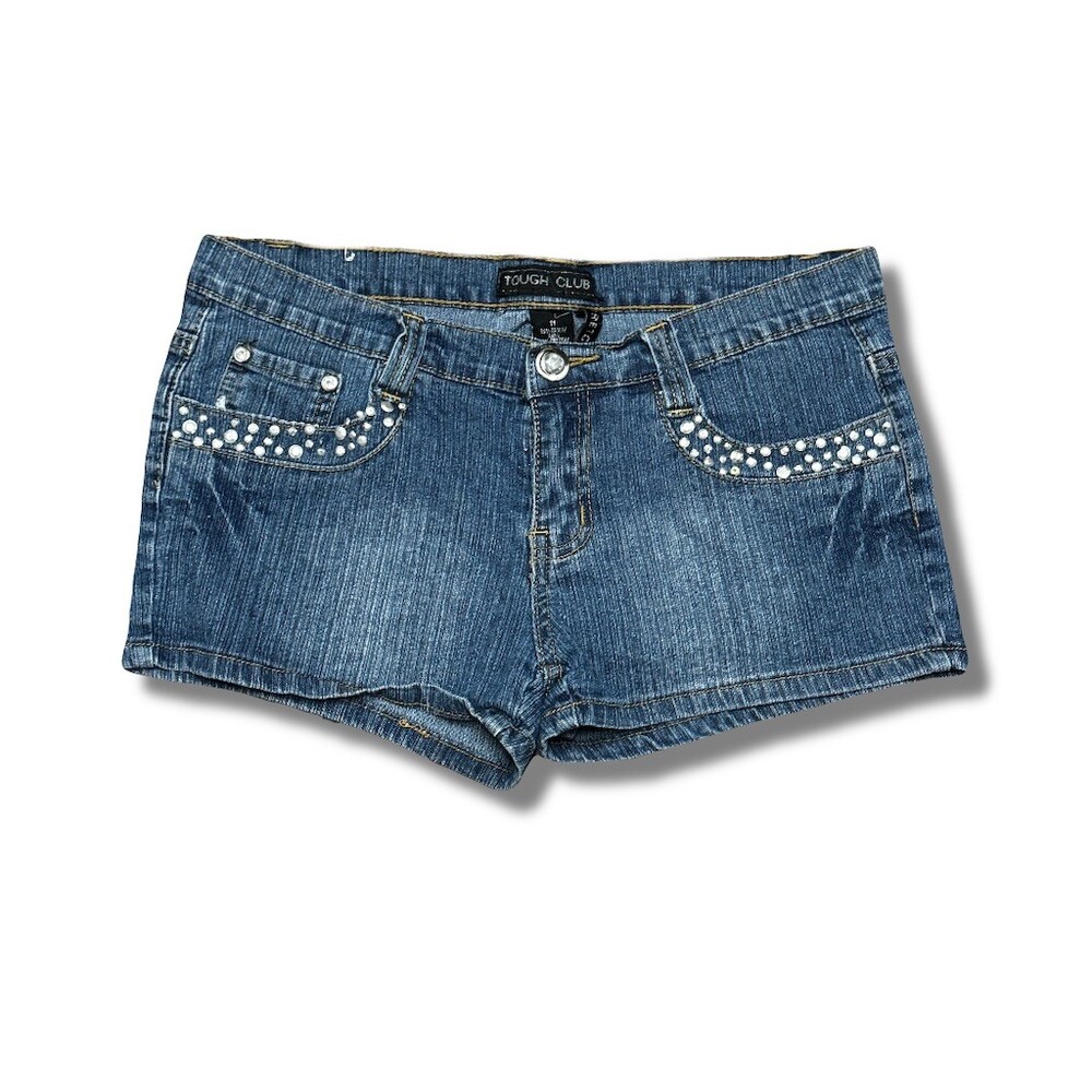 Tough Club Denim Short Shorts Womens Size 11 Blue Medium Wash Low Rise